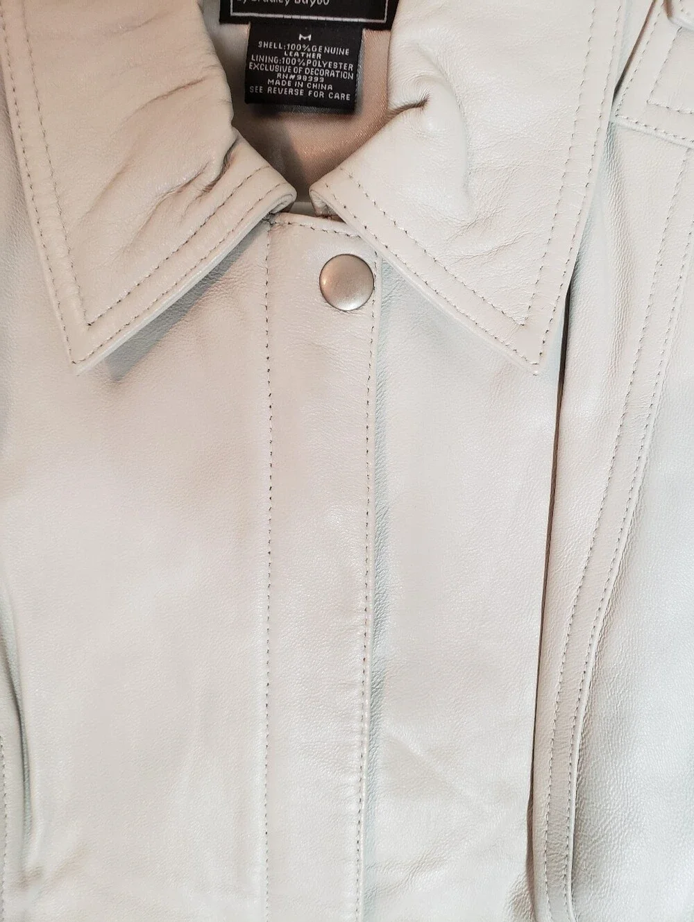 Vintage Bradley Bayou Genuine Leather Jacket - Cream/Bone White Size M (MINT)